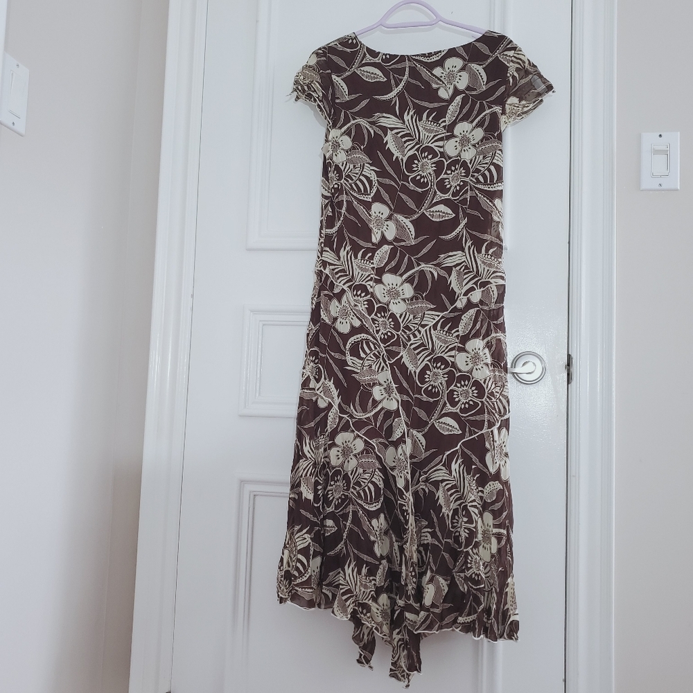 Vintage 80's Crepe Floral Short Sleeved Maxi Dress By Linea Domani Italy - Picture 14 of 16